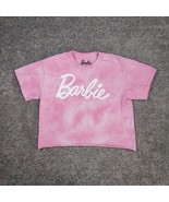 Barbie Shirt Women M Pink Tie Dye Cropped Jersey Tee Large Front Spellout - £19.80 GBP