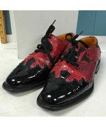 Vtg Tito Lanza Jonny Rosso red snake print with patent women’s shoes siz... - $115.77 CAD