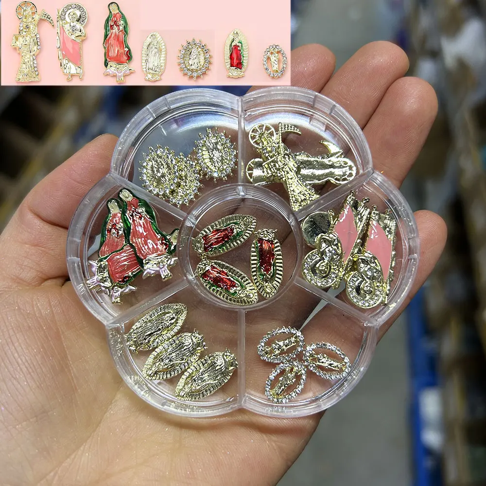 1box=21pcs Nail Charms Virgin Mary Nail Gems 3D Diamond Metal Alloy Nails Art - £11.89 GBP