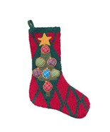 Christmas Stocking Tree Applique Rag Rug Looped Fabric Handmade Country ... - £23.06 GBP
