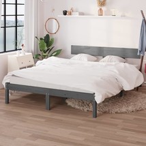 Bed Frame Grey Solid Wood Pine 150x200 cm King Size - £69.30 GBP