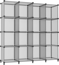 Awtatos Cube Storage Organizer, Modular Storage Cubes Bookshelf Stackable, Grey - £51.91 GBP