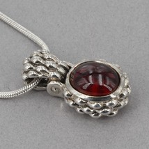 Waterford Fine Jewelry Sterling Silver Garnet Cabochon Pendant 16&quot; Necklace - £40.08 GBP