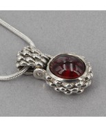 Waterford Fine Jewelry Sterling Silver Garnet Cabochon Pendant 16&quot; Necklace - £39.22 GBP