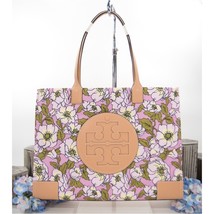 Tory Burch Ella Aster Pink Floral Print Nylon Leather Large Tote Bag NWT - $291.56