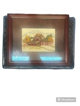 Vintage Needlepoint Cross-stitch Framed Barn Art - £20.86 GBP