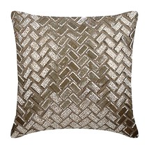 3D Metallic Sequins 16&quot;x16&quot; Linen Mocha Pillows Cover, Evening In Paris - £32.60 GBP+