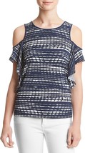 Jones NY Kensie Women&#39;s Lane Stripe Printed Cold Shoulder Top Blue-Small - $379.94 MXN