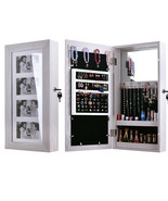 Jewelry Organizer Cabinet Wall Mounted W Lockable Door Mirror 4 Picture ... - $51.99