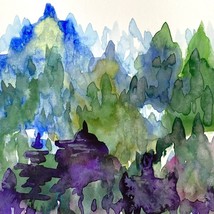 Forest Shine Original Wall Art Handmade Watercolor Painting Matted 8x10in - £38.40 GBP