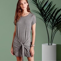 Anthropologie Dolan Left Coast Gray Tie Front Casual Short Sleeve Dress Size Med - £26.63 GBP