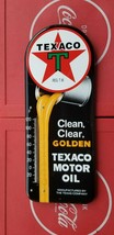 VINTAGE Texaco Motor Oil Clean Clear GoldenThermometer Sign  - £138.73 GBP