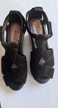 Earth Womens Black Wedge Sandal Size 6 - $49.99