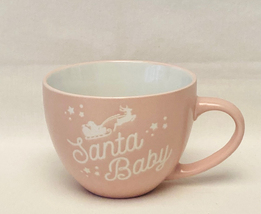 Santa Baby Christmas coffee latte mug pink and white large Peppermint &amp; ... - $12.00