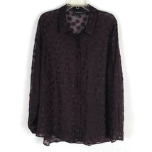 Lane Bryant Womens Shirt Size 22/24 Burgundy Long Sleeve Sheer Circle Design  - £21.89 GBP