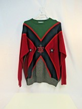 Iceberg Wool Sweater VTG Wool Stars X Embroidered Medium Mens Multi Color 90s - £72.69 GBP