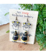 Fair Trade Guinness Beer Bottle Cap Recycled Jewelry Earrings Handmade A... - $419.29 MXN