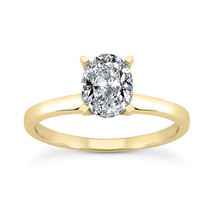 Diamond Solitaire Wedding Ring Oval Cut H SI2 Treated 14K Yellow Gold 0.95 Carat - £1,981.85 GBP