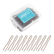 Hoyols U Shaped Hair Pins Brown, Metal Curved Curly Waved Bun Clips Bobb... - £8.32 GBP