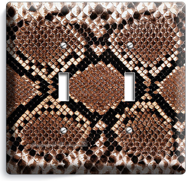 SNAKE SKIN SCALE ANIMAL PRINTS DOUBLE LIGHT SWITCH WALL PLATE COVER RUSTIC DECOR