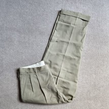 Eddie Bauer 100% Wool Dress Pants Mens Size 35x30 Taupe Pleated Cuffed - £17.09 GBP