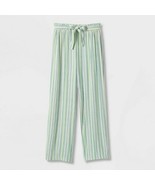 Girls&#39; Straight Fit Belted Woven Pants - art class Cream Striped L, Ivory - £11.82 GBP