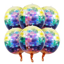 6 Pcs Disco Ball Balloons Colorful Disco Mylar Balloons For Disco Party Decor 22 - £9.14 GBP