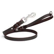 Leather Dog Leash with Nickel Plated Hardware W 3/4&quot; - L 6&#39; Brown - $40.30