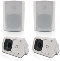 Herdio 4&#39;&#39; Outdoor Speakers with Powerful Bass, 2-Way Full Range Stereo Wall - £124.27 GBP