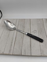 Vintage Ekco #1 Stainless Steel Solid Serving Spoon Black Basket Weave Handle 12 - £15.65 GBP