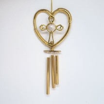 KG&amp;C Heart Cross Wind Chime 24KT Gold Plated With Austrian Crystal Dream Catcher - £15.94 GBP