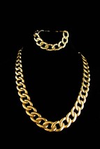 Vintage Napier demi  Parure/ huge chain necklace / Large gold bracelet /  Signed - £100.46 GBP