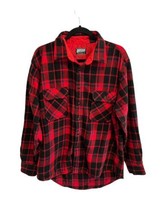 Vtg Fieldmaster Mens Button Up Shirt Red Plaid Flannel Wool Blend Size Large - £14.27 GBP