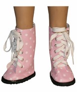 Pink &amp; White Polka Dot Boots fit 18&quot; American Girl Size Doll - £3.12 GBP