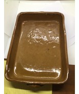 vintage brown and tan clay stoneware rectangular baking dish - $35.27 CAD