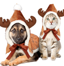 Christmas Dog or Cat Costume Xmas Reindeer Elk Cloak Pet Cosplay Size Medium NEW - £13.87 GBP