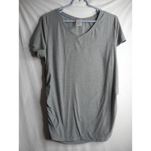 Time and Tru Maternity Sz L (12/14) grey v neck t-shirt Ruched sides - $8.79