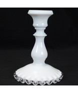 Fenton Silver Crest White Milk Glass Ruffled Candlesticks Height: 5 3/4 ... - $204.89 MXN
