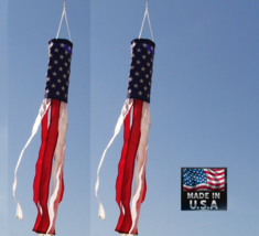 LOT OF 2 USA MADE 5 ft (60in) x 6 in US American America Flag Windsock Wind Sock - £17.23 GBP