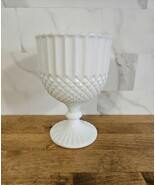 Vintage Anchor Hocking Milk Glass Pedestal Compote Diamond &amp; Ribbed Sawt... - €15,97 EUR