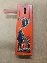 Vintage Tin Litho Ratchet Halloween Noisemaker US Metal Toy owl pumpkin  witches - £72.27 GBP