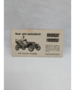 Revell Quick Construction Kit 1909 Stanley Steamer Highway Pioneers Inst... - $14.85