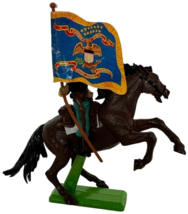 Britains Ltd Civil War Union Toy Soldier Cavalry Brown Horse Flag 1971 Vintage - $24.99