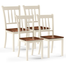 Costway Set of 4 Wood Dining Chair High Back Kitchen Whitesburg Home Ivory White - £314.08 GBP