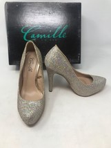 Camille La Vie Gold Sparkle Stilettos High Heels Pumps Sz 5.5 EUC - £23.42 GBP