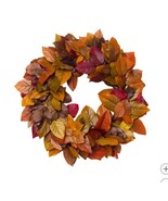 Fall Wreath 24&quot; Preserved Salal Multicolor Autumn Thanksgiving Festive H... - $1,497.53 MXN