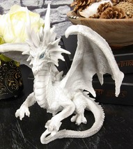 Ebros Ruth Thompson White Checkmate Dragon with Majestic Horns Statue 8.25&quot;H - £39.16 GBP