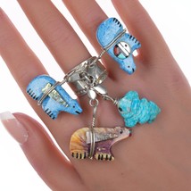 sz8 Southwestern sterling carved bear and horny toad ring - £130.55 GBP