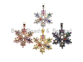 Large Colorful CZ Micro Pave Snowflake Pendant/Charm, Cubic Zirconia Pave - £7.08 GBP