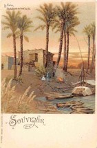 Le Caire On The Banks of the Nile Egypt Lithograph postcard - $7.43